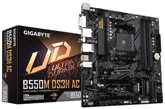 GIGABYTE B550M DS3H AC Placa base - AMD B550 - AMD AM4 socket - DDR4 RAM - Micro-ATX