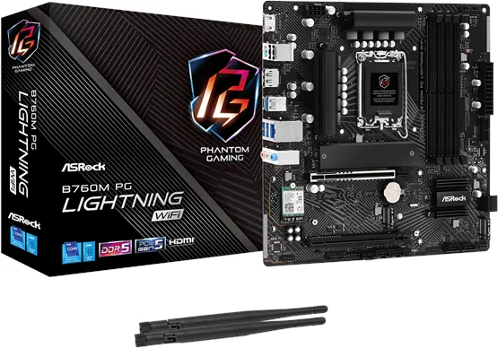ASRock B760M PG LIGHTNING WIFI Placa base - Intel B760 - Intel LGA1700 socket - DDR5 RAM - Micro-ATX